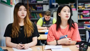 Female Students In Class At Abbey College Manchester